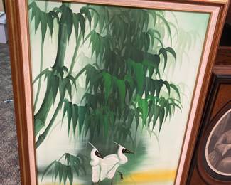 Large Oil Painting of Birds