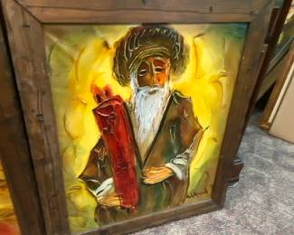 Raoul Raymond Original Painting Rabbi w/ Torah