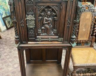 Beautifully Carved Sacistry Cabinet w/ Original Hardware