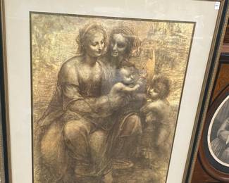 Large da Vinci Lithograph "The Virgin and Child with St. Anne and John the Baptist"