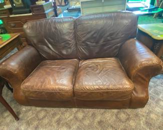 Aged Leather Loveseat