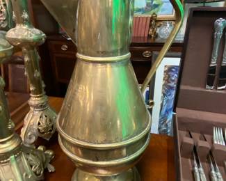 19th c. Brass Baptismal Water Ewer