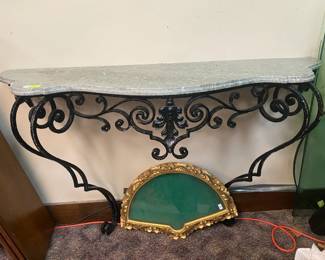 Wrought Iron and Marble Console