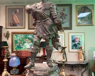 Large Spelter Statue of Warrior