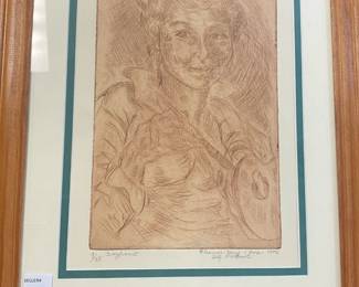 EL KING Drypoint Self Portrait