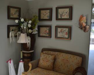 Asian Art and Loveseat Display