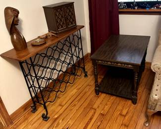 end tables, wine bottle rack