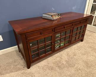 TV stand/Credenza. 65" long,  27" tall,  24" deep;  made by Hooker