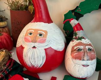 Hand painted Santa gourds