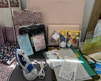 Quilting boards and accessories, just one of the irons, and templates of all kinds.