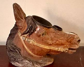 Antique Horse Head Inkwell