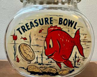 Vintage Bower Glass Fish Bowl Piggy Bank