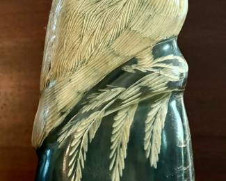 Carved Horn Owl Sculpture