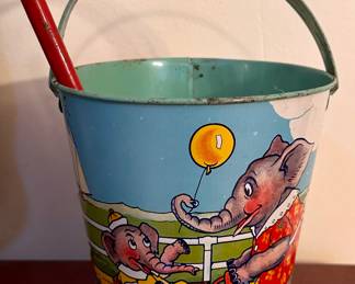 Vintage Tin Sand Pail & Shovel
