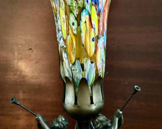 Murano Style Millefiori Lamp with Cherub Base