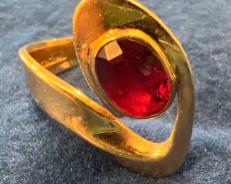 14K Ring with Red Stone