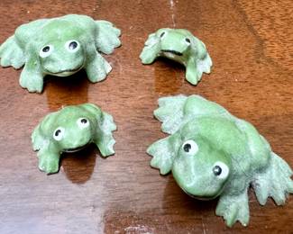 Tiny Ceramic Frog Family