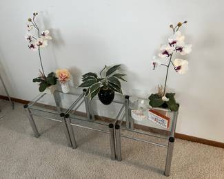 (3) chrome/glass end tables