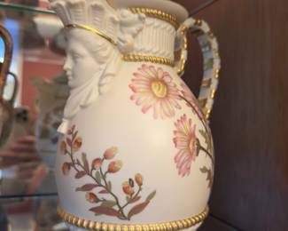 Royal Worcester Pitcher, Molded Mask Spout, 1887