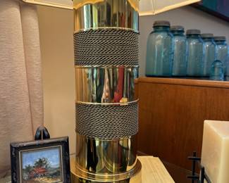 Vintage Pair Hollywood Regency brass table lamps