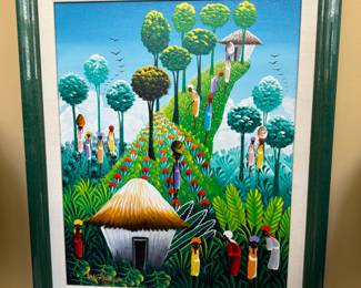 Haitian folk art painting by Francis Paraison (Haitian, 1958 -2003)