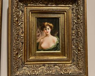 Miniature portrait painting after Emile Vernon's 'Pink Rose'