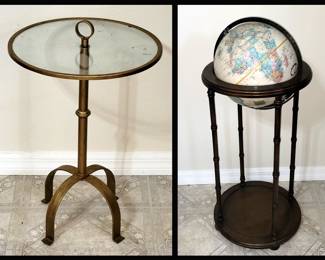 Lovely Little Glass and Metal Table and Globe on Stand