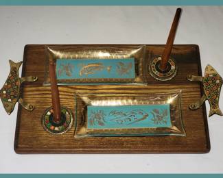 Bagel & Lox Tray, What Fun to Have your Bagels and Lox with this Beautiful Tray! Made in Israel 