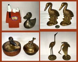 Snoopy Bank and Brass Birds 