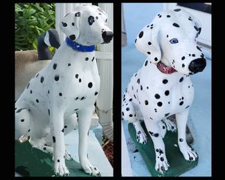 Pair of Large Solid Cement Cute Dalmatians