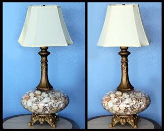 Pair of Tall Vintage Shell Lamps