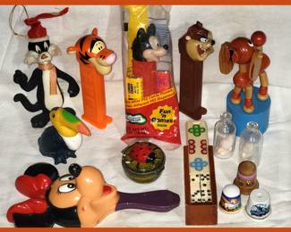 Pez, Minnie Mouse Hand Mirror, Tiny Box of Dice and More 