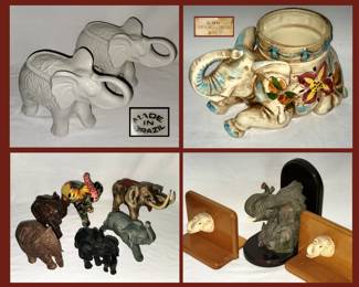 Elephants, Vintage Aldon Accessories Elephant Planter dated 1974