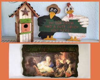  Birdhouse, Cute Sign and Religious Plaque