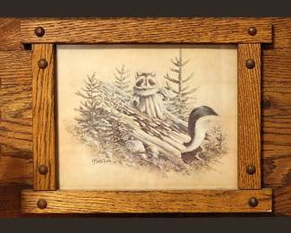 Nicely Framed Cute Raccoon Print 