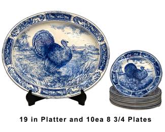 913 Wedgwood Platter 19 in and 10 each 8 3/4 in Plates 175.00