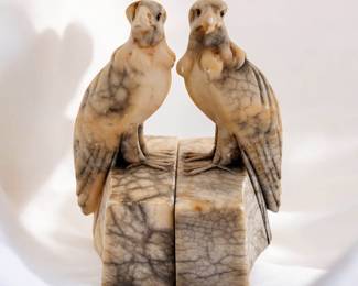ANTIQUE MARBLE BIRD BOOKENDS