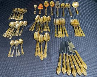 Gold Tone Dinner and Dessert Flatware
