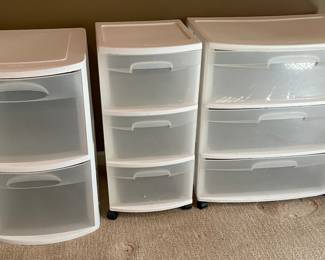 Plastic Storage Bins • Some Rolling Carts 