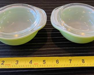 Vintage Pyrex (080) Lime Green 8oz Dish w/ Lid {Set Of TWO Dishes; sold as pair}