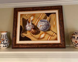 New Mexico Southwest Southwestern Pottery • Claudia May Koonce Native American Pottery {Oil on Canvas}