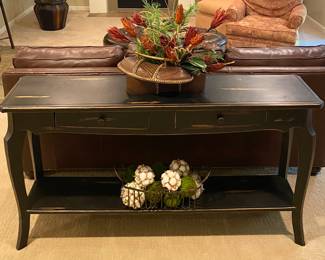Distressed Shabby Chic Sofa Console Table {approximately 60” across, 14.5” deep, 32” tall}