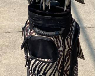 Vintage Datrek Zebra Golf Bag & Clubs 