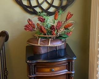 Striking Marble Granite Stone Top Accent / Front Entry Table 