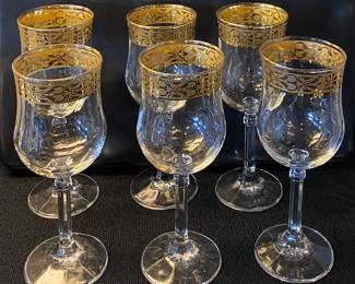 Cristalleria Fratelli Fumo Crystal Wine Glasses Regina Ricamo
Oro 24K Gold Band (set six)