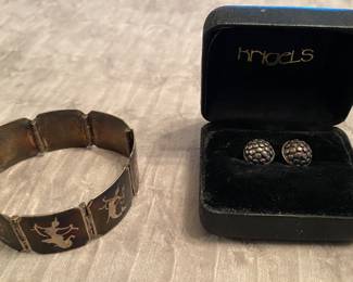 Siam Silver Panel Bracelet & John Hardy Sterling Silver Sphere Earrings 