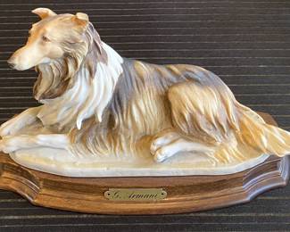 Giuseppi Armani Collie Dog Figurine Capodimonte {approximately 10” Long}