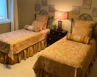 Two Twin Beds • Martha Stewart Nightstand • Bedding • Lamp