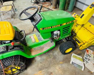 John Deere STX38 w/ deck & snowblower attachment