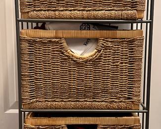 Storage Rack with Wicker Baskets